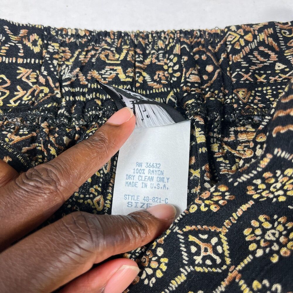 Ali Miles Vintage A-Line Midi Skirt Boho Tribal Print Lightweight Comfort 8 USA - Picture 6 of 9
